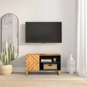 Mueble de TV madera de mango marrón negro 80x31,5x46 cm de vidaXL, Muebles TV - Ref: Foro24-356798, Precio: 56,75 €, Descuent...