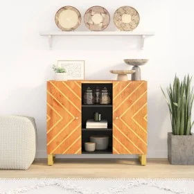 Mueble aparador madera maciza mango marrón/negro 90x33,5x75 cm de vidaXL, Aparadores - Ref: Foro24-356811, Precio: 152,34 €, ...