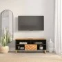 Mueble de TV madera maciza mango marrón y negro 100x33,5x46 cm de vidaXL, Muebles TV - Ref: Foro24-356799, Precio: 68,34 €, D...
