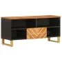 Mueble de TV madera maciza mango marrón y negro 100x33,5x46 cm de vidaXL, Muebles TV - Ref: Foro24-356799, Precio: 68,34 €, D...