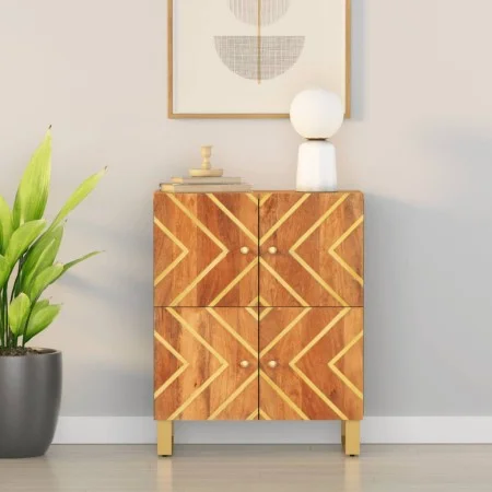 Mueble auxiliar madera maciza mango marrón/negro 60x33,5x75 cm de vidaXL, Aparadores - Ref: Foro24-356809, Precio: 129,23 €, ...