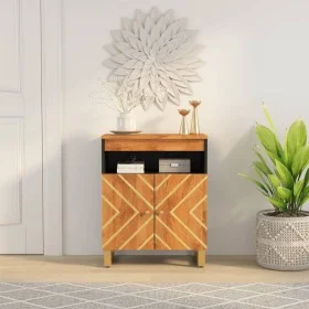Mueble auxiliar madera maciza mango marrón/negro 60x33,5x75 cm de vidaXL, Aparadores - Ref: Foro24-356808, Precio: 107,99 €, ...