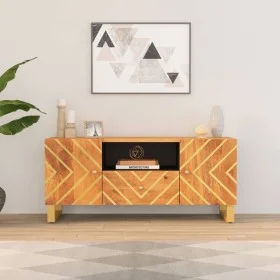 Mueble de TV madera maciza mango marrón y negro 105x33,5x46 cm de vidaXL, Muebles TV - Ref: Foro24-356797, Precio: 81,38 €, D...
