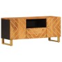 Mueble de TV madera maciza mango marrón y negro 105x33,5x46 cm de vidaXL, Muebles TV - Ref: Foro24-356797, Precio: 82,12 €, D...
