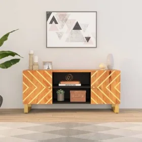 Mueble de TV madera maciza mango marrón y negro 105x33,5x46 cm de vidaXL, Muebles TV - Ref: Foro24-356783, Precio: 90,46 €, D...