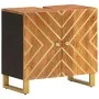 Mueble para lavabo de baño madera maciza mango marrón y negro de vidaXL, Tocadores de baño - Ref: Foro24-356802, Precio: 95,7...