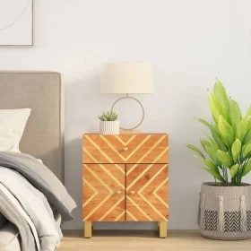 Mesita de noche madera maciza mango marrón y negro 50x33x60 c de vidaXL, Mesitas de noche - Ref: Foro24-356794, Precio: 63,27...