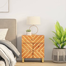 Mesita de noche madera maciza mango marrón y negro 50x33x60 c de vidaXL, Mesitas de noche - Ref: Foro24-356794, Precio: 63,91...