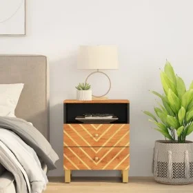Mesita de noche madera maciza mango marrón y negro 50x33x60 c de vidaXL, Mesitas de noche - Ref: Foro24-356793, Precio: 64,06...