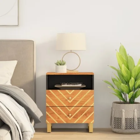 Solid mango wood nightstand brown and black 50x33x60 c by vidaXL, Nightstands - Ref: Foro24-356793, Price: 64,06 €, Discount: %
