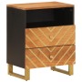 Mesita de noche madera maciza mango marrón y negro 50x33x60 c de vidaXL, Mesitas de noche - Ref: Foro24-356793, Precio: 64,60...