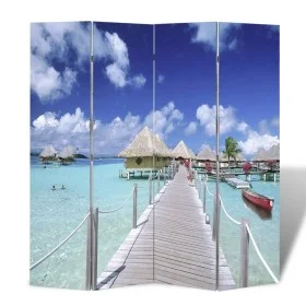 Biombo divisor plegable diseño playa 160x170 cm de vidaXL, Divisores de ambientes - Ref: Foro24-240476, Precio: 105,83 €, Des...