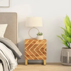 Mesita de noche de madera maciza de mango marrón y negro de vidaXL, Mesitas de noche - Ref: Foro24-356779, Precio: 44,01 €, D...