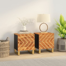 Mesitas de noche 2 uds madera maciza de mango marrón y negro de vidaXL, Mesitas de noche - Ref: Foro24-356780, Precio: 97,07 ...