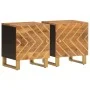 Mesitas de noche 2 uds madera maciza de mango marrón y negro de vidaXL, Mesitas de noche - Ref: Foro24-356780, Precio: 95,74 ...