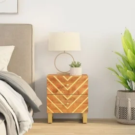 Mesita de noche de madera maciza de mango marrón y negro de vidaXL, Mesitas de noche - Ref: Foro24-356781, Precio: 61,41 €, D...