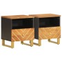 Mesitas de noche 2 uds madera maciza de mango marrón y negro de vidaXL, Mesitas de noche - Ref: Foro24-356790, Precio: 79,03 ...