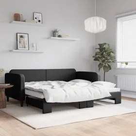 Black fabric trundle sofa bed 90x200 cm by vidaXL, Beds and slatted bases - Ref: Foro24-3196818, Price: 249,09 €, Discount: %
