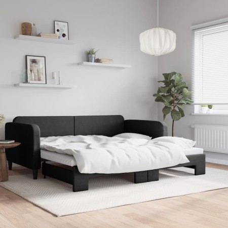Sofá cama nido tela negro 100x200 cm de vidaXL, Camas y somieres - Ref: Foro24-3196823, Precio: 263,11 €, Descuento: %