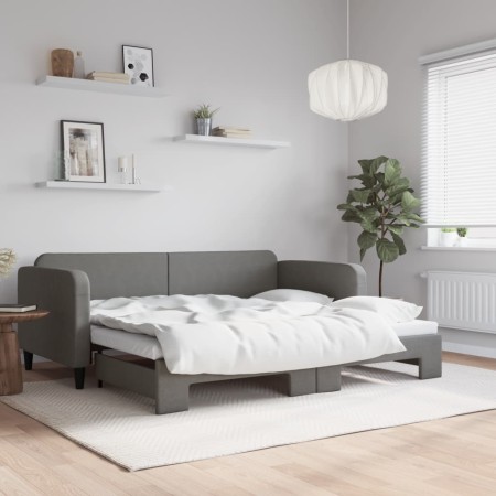 Sofá cama nido tela gris oscuro 90x200 cm de vidaXL, Camas y somieres - Ref: Foro24-3196817, Precio: 250,87 €, Descuento: %