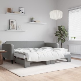 Sofá cama nido con colchón tela gris claro 90x190 cm de vidaXL, Camas y somieres - Ref: Foro24-3196844, Precio: 418,14 €, Des...