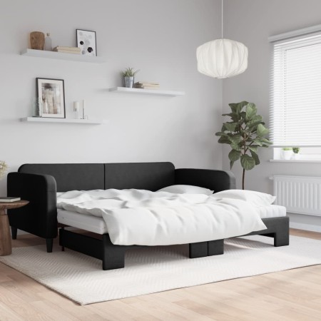 Sofá cama nido con colchón tela negro 100x200 cm de vidaXL, Camas y somieres - Ref: Foro24-3196841, Precio: 436,06 €, Descuen...
