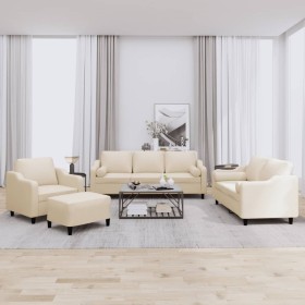 Juego de sofás con cojines 4 piezas tela crema en Sofás | Comprar online en Foru.es