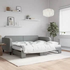 Sofá cama nido con colchón tela gris claro 90x200 cm de vidaXL, Camas y somieres - Ref: Foro24-3196834, Precio: 445,15 €, Des...