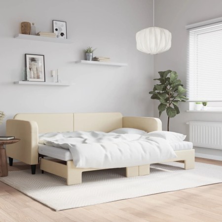 Sofá cama nido con colchón tela crema 90x200 cm de vidaXL, Camas y somieres - Ref: Foro24-3196838, Precio: 439,90 €, Descuent...