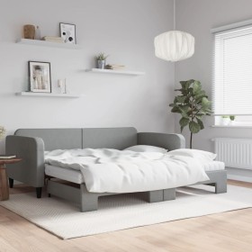 Sofá cama nido con colchón tela gris claro 100x200 cm de vidaXL, Camas y somieres - Ref: Foro24-3196839, Precio: 430,88 €, De...