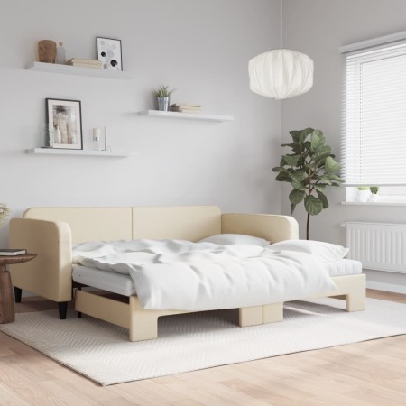Sofá cama nido con colchón tela crema 100x200 cm de vidaXL, Camas y somieres - Ref: Foro24-3196843, Precio: 428,92 €, Descuen...