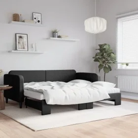 Trundle sofa bed with black fabric mattress 90x190 cm by vidaXL, Beds and slatted bases - Ref: Foro24-3196846, Price: 401,18 ...