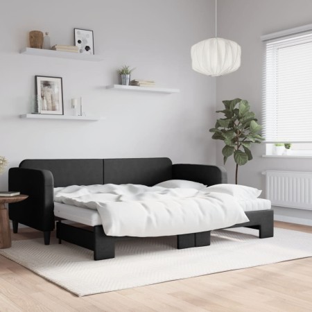 Sofá cama nido con colchón tela negro 90x190 cm de vidaXL, Camas y somieres - Ref: Foro24-3196846, Precio: 407,24 €, Descuent...