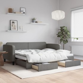 Sofá cama nido con cajones tela gris oscuro 90x190 cm de vidaXL, Camas y somieres - Ref: Foro24-3196863, Precio: 289,13 €, De...