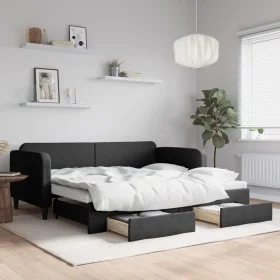 Sofá cama nido con cajones tela negro 90x200 cm de vidaXL, Camas y somieres - Ref: Foro24-3196854, Precio: 289,25 €, Descuent...