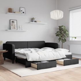 Sofá cama nido con cajones tela negro 90x200 cm de vidaXL, Camas y somieres - Ref: Foro24-3196854, Precio: 293,22 €, Descuent...