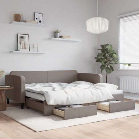 Sofá cama nido con cajones tela gris taupe 90x200 cm de vidaXL, Camas y somieres - Ref: Foro24-3196855, Precio: 288,20 €, Des...