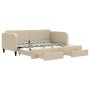 Sofá cama nido con cajones tela color crema 90x200 cm de vidaXL, Camas y somieres - Ref: Foro24-3196856, Precio: 287,34 €, De...