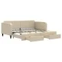 Trundle sofa bed with drawers cream fabric 90x200 cm by vidaXL, Beds and slatted bases - Ref: Foro24-3196856, Price: 287,87 €...