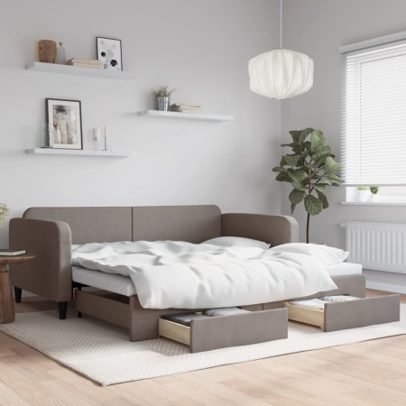 Sofá cama nido con cajones tela gris taupe 100x200 cm de vidaXL, Camas y somieres - Ref: Foro24-3196860, Precio: 305,63 €, De...