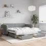 Trundle sofa bed with drawers light gray fabric 100x200 cm by vidaXL, Beds and slatted bases - Ref: Foro24-3196857, Price: 29...
