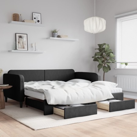 Sofá cama nido con cajones tela negro 100x200 cm de vidaXL, Camas y somieres - Ref: Foro24-3196877, Precio: 478,54 €, Descuen...