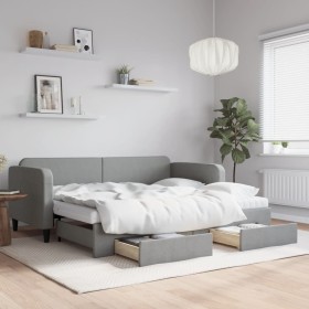 Sofá cama nido con cajones tela gris claro 90x200 cm de vidaXL, Camas y somieres - Ref: Foro24-3196870, Precio: 480,98 €, Des...