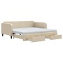 Sofá cama nido con cajones tela color crema 100x200 cm de vidaXL, Camas y somieres - Ref: Foro24-3196879, Precio: 470,38 €, D...