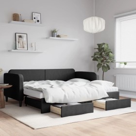 Sofá cama nido con cajones tela negro 90x200 cm de vidaXL, Camas y somieres - Ref: Foro24-3196872, Precio: 476,98 €, Descuent...