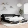 Trundle sofa bed with drawers black fabric 90x200 cm by vidaXL, Beds and slatted bases - Ref: Foro24-3196872, Price: 479,04 €...