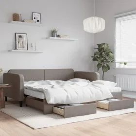 Sofá cama nido con cajones tela gris taupe 100x200 cm de vidaXL, Camas y somieres - Ref: Foro24-3196878, Precio: 472,35 €, De...