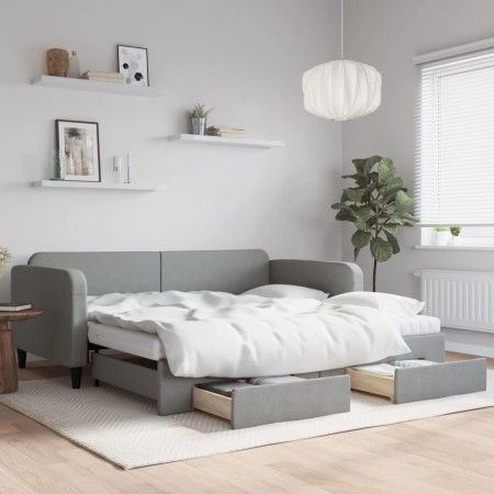 Sofá cama nido con cajones tela gris claro 100x200 cm de vidaXL, Camas y somieres - Ref: Foro24-3196875, Precio: 472,38 €, De...