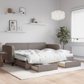 Sofá cama nido con cajones tela gris taupe 90x200 cm de vidaXL, Camas y somieres - Ref: Foro24-3196873, Precio: 477,25 €, Des...