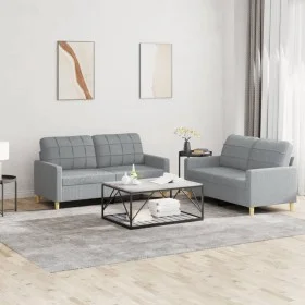 Sofagarnitur mit Kissen 2-teilig aus hellgrauem Stoff von vidaXL, Sofas - Ref: Foro24-3201274, Preis: 391,12 €, Rabatt: %